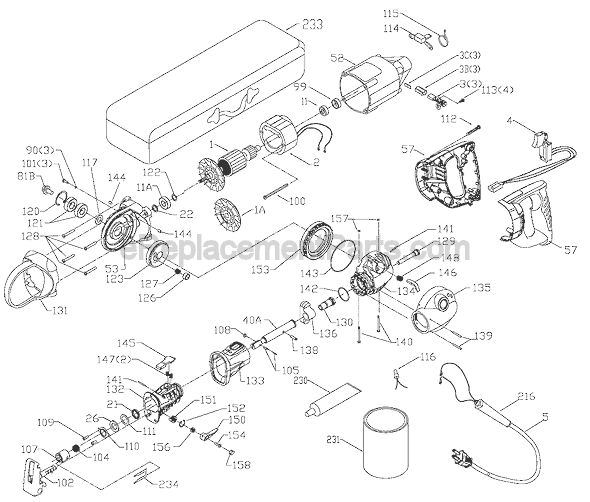 Page A Diagram and Parts List for 9750  Porter Cable Reciprocating Saw